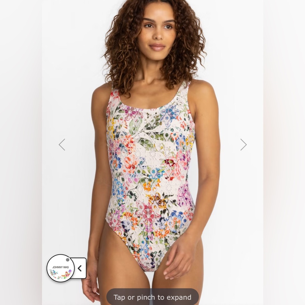 Johnny was neon jungle eyelet one piece swimsuit NWOT